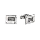 Stainless Steel Mesh Insert 4-Way Polished Cufflinks
